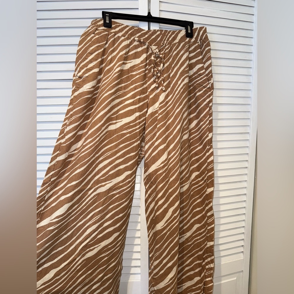 Brown and white zebra pants